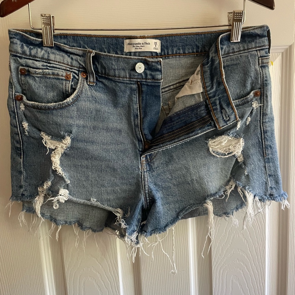 Abercrombie & Fitch Light Blue Ripped Jean Shorts